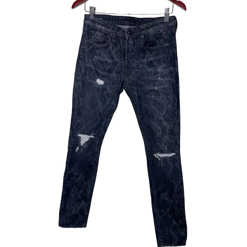 R13 Black Acid-Wash Straight-Leg Jeans
